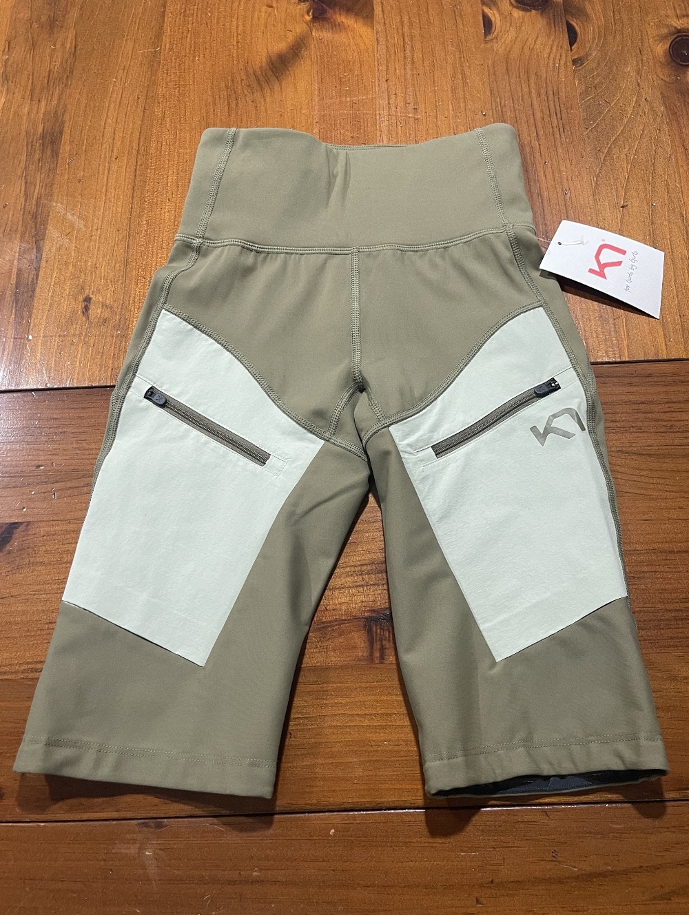 Nwt Kari Traa Womens Olive Green High Waist‎ Ane Hiking Biker Shorts Size XS